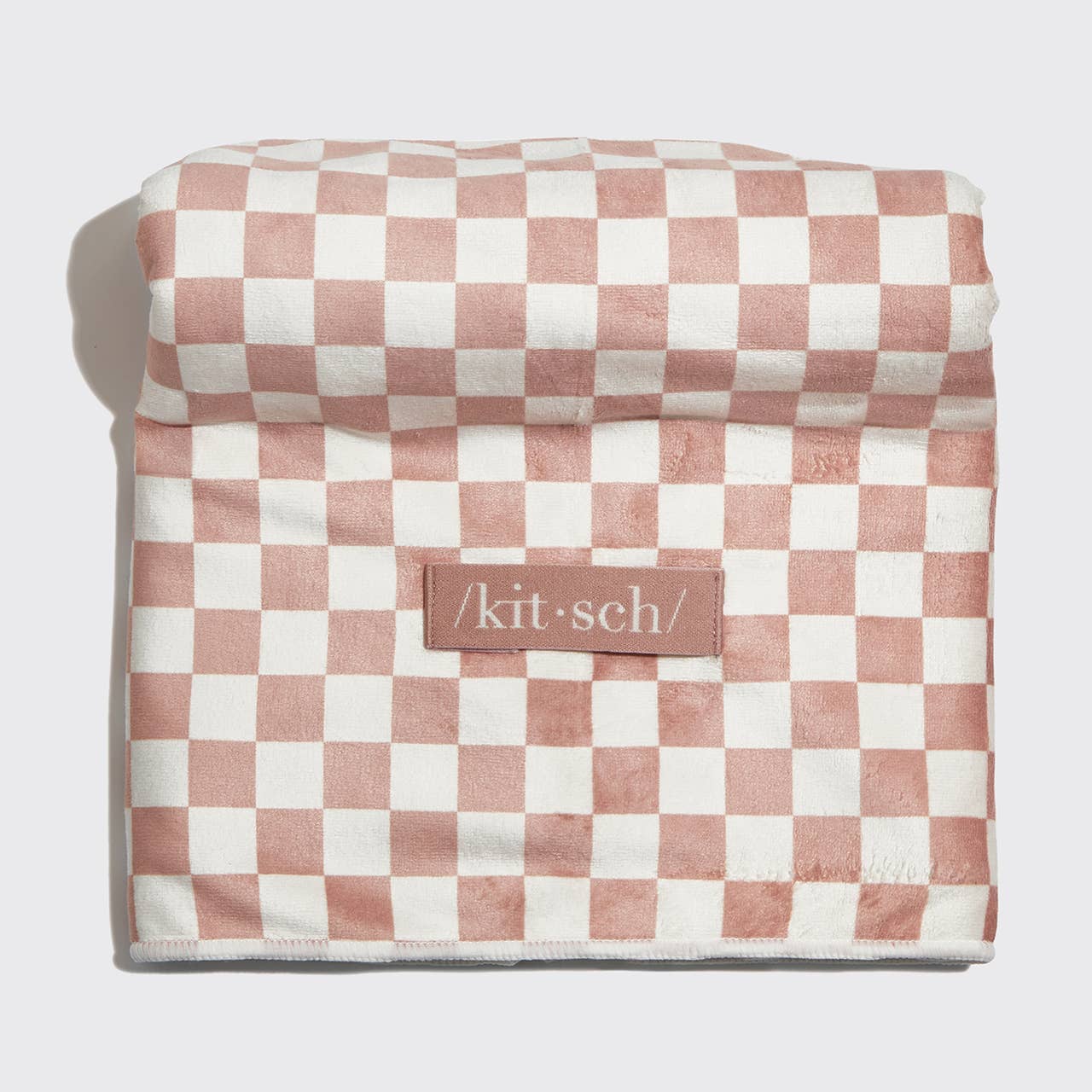 Quick Dry Hair Wrap - Terracotta Checker - XL - Image 6