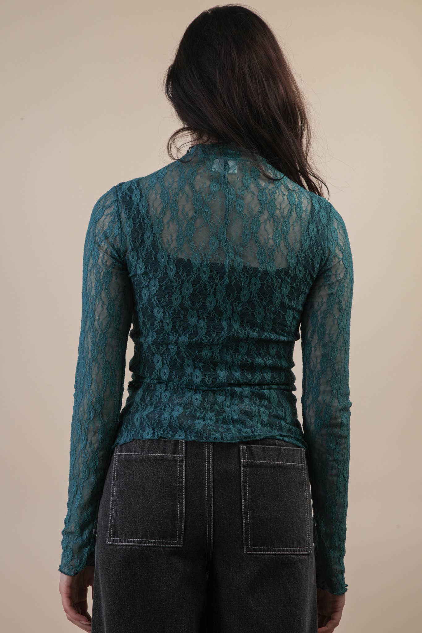 Fitted Sheer Lace Top - Image 3