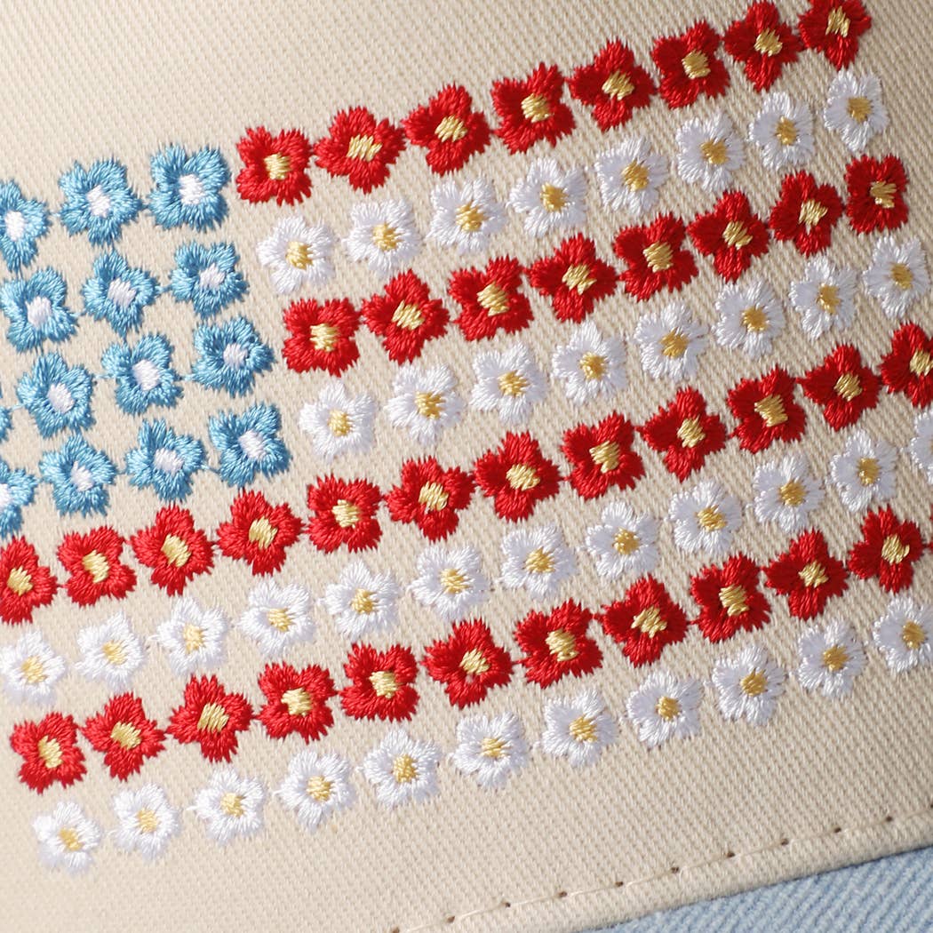 Floral American Flag Hat - Image 5