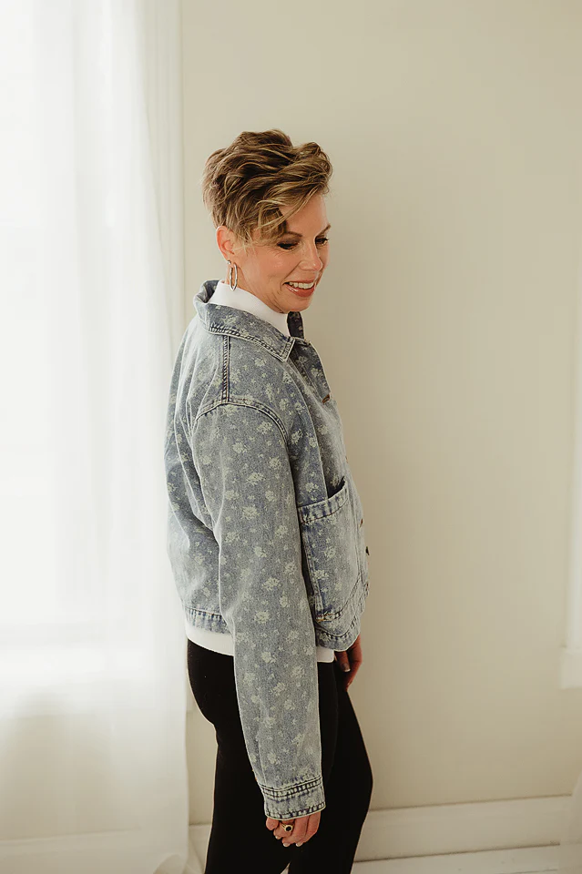 Floral Washed Denim Jacket - Image 2