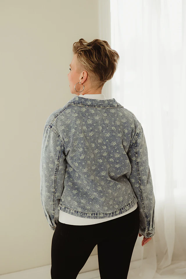 Floral Washed Denim Jacket - Image 3