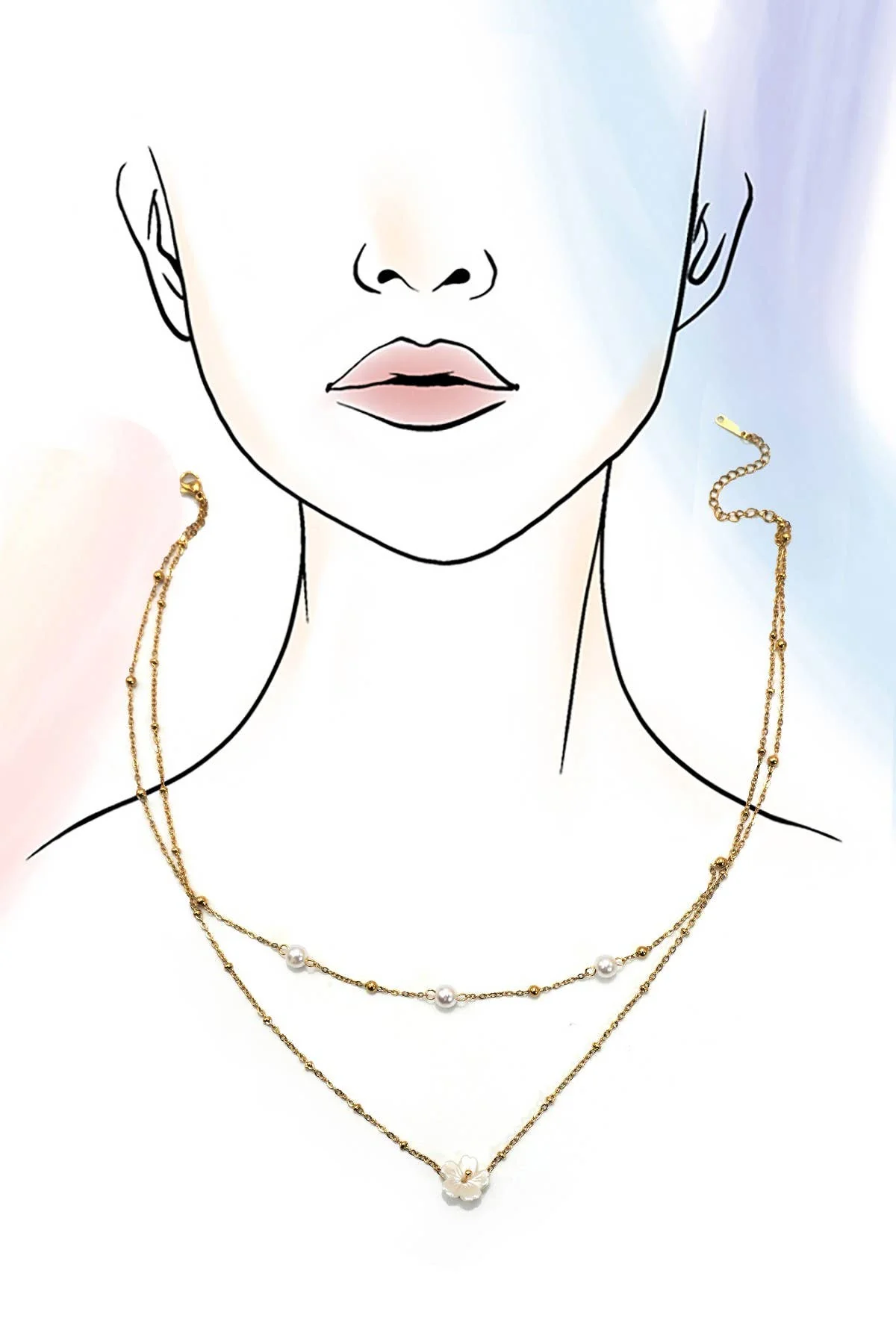 Flower Pearl Necklace - Image 4