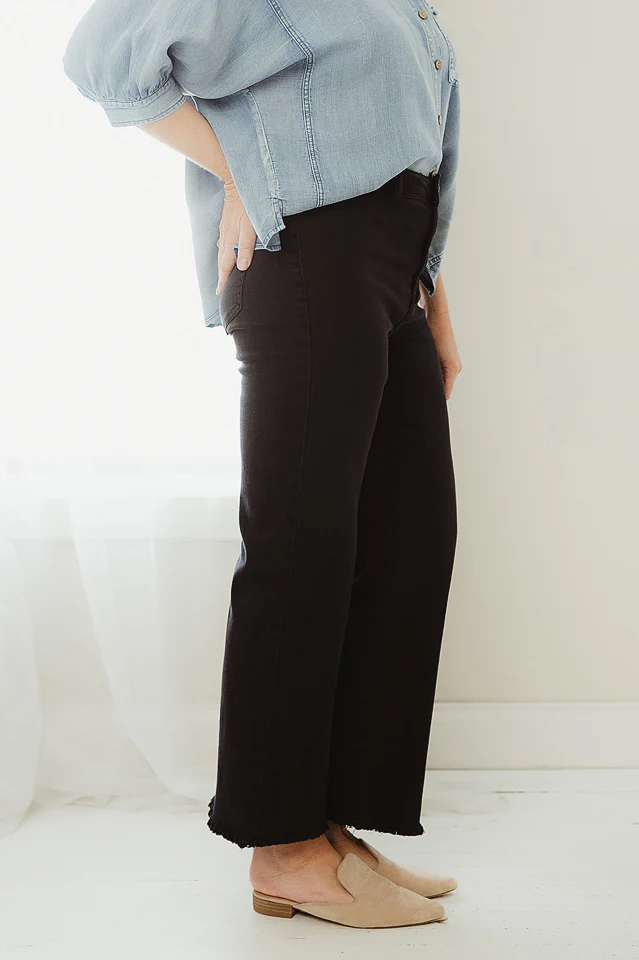 Black Frayed Straight Wide Leg - Image 2