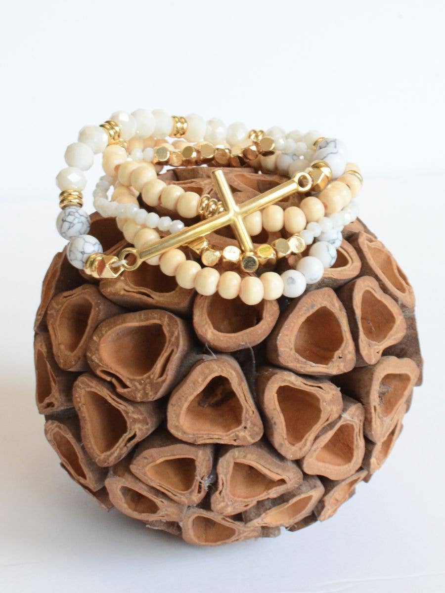 Gold Cross Bracelet Set - Image 3