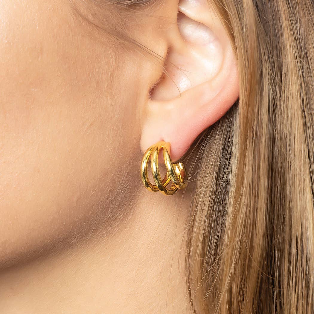 White Gold Double Ring Hoops - Image 3