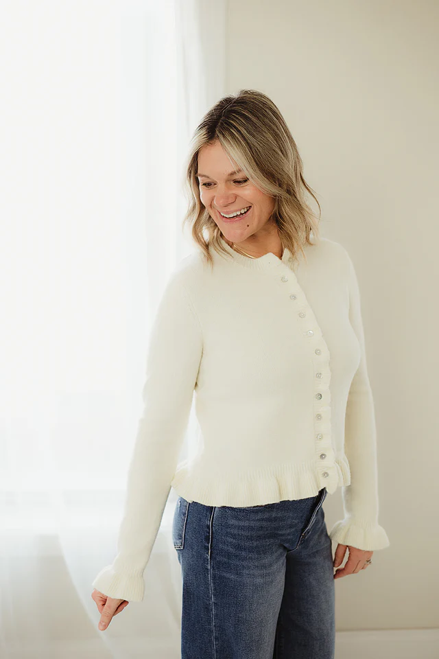 Lemon Ruffle Wave Cardigan - Image 3