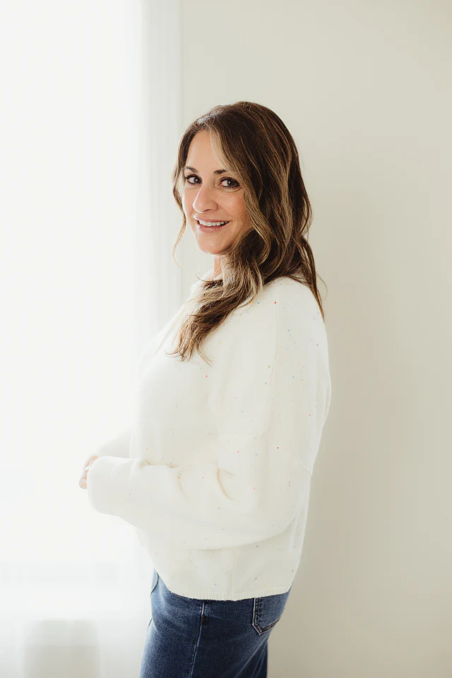 Cream Confetti Poised Collared Cardigan - Image 3