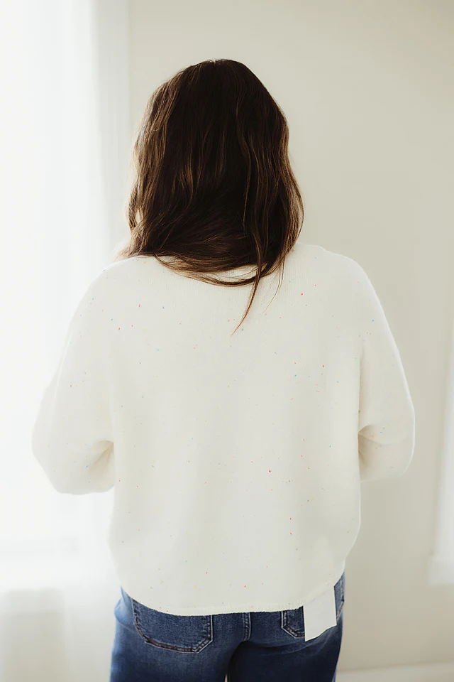 Cream Confetti Poised Collared Cardigan - Image 4