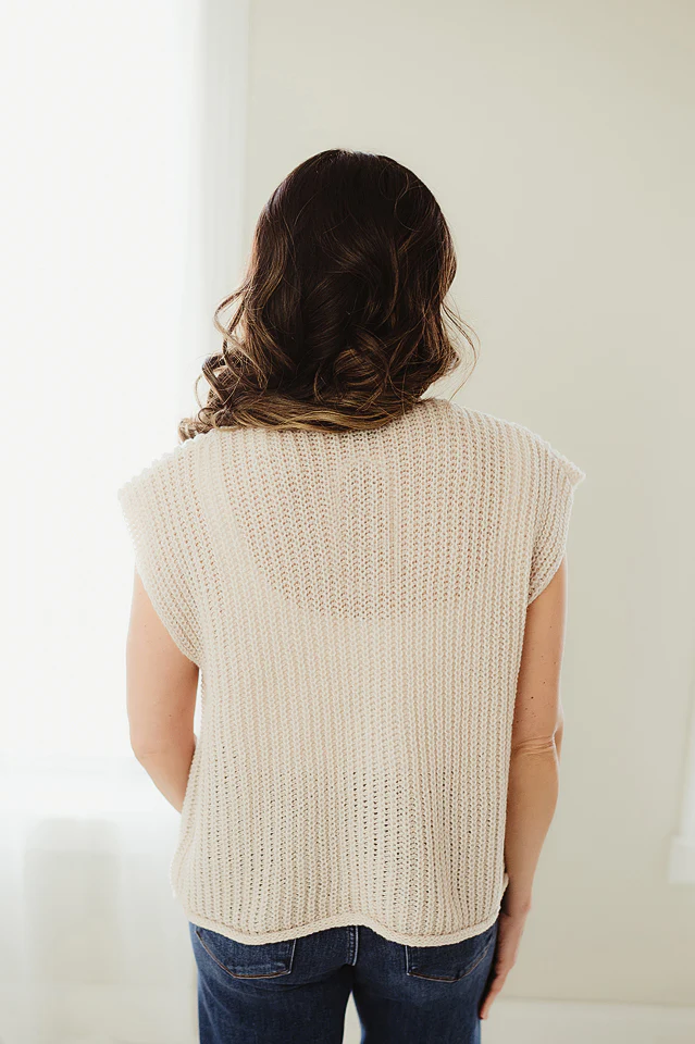 Sand Beige 4 Button Sweater Vest - Image 4