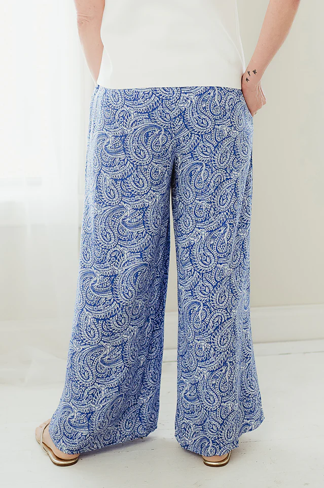 Sea Blue Smocked Boho Pants - Image 4
