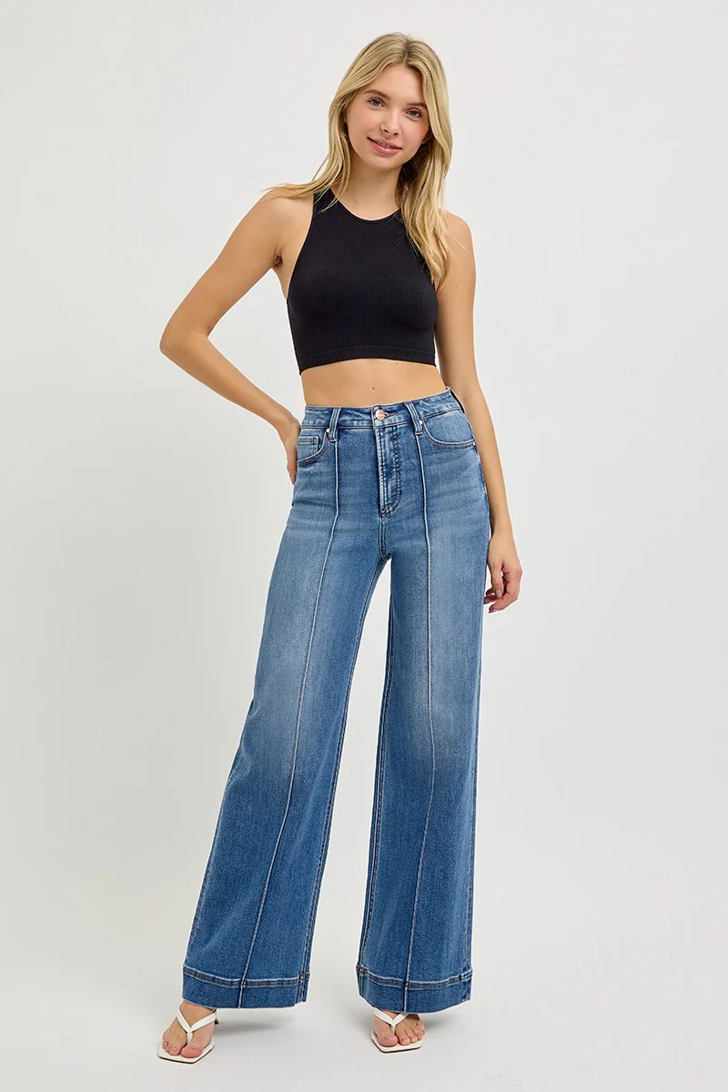 Alicia Wide Leg Pintuck Jeans - Image 2