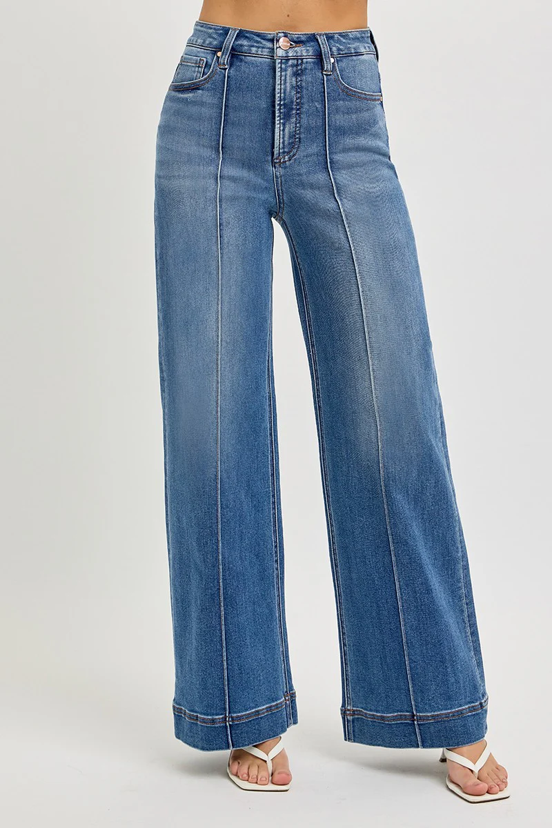 Alicia Wide Leg Pintuck Jeans - Image 4