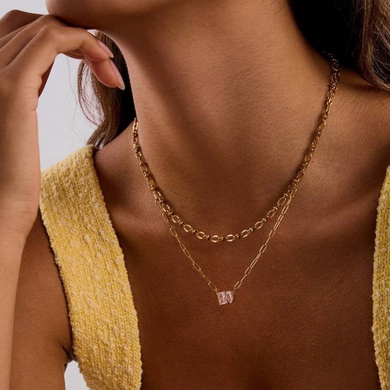 Elegant Duo Crystal Necklace