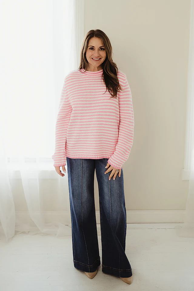 Pink Everyday Cozy Stripe Sweater - Image 2