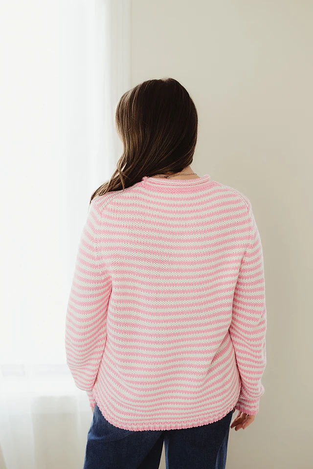Pink Everyday Cozy Stripe Sweater - Image 4