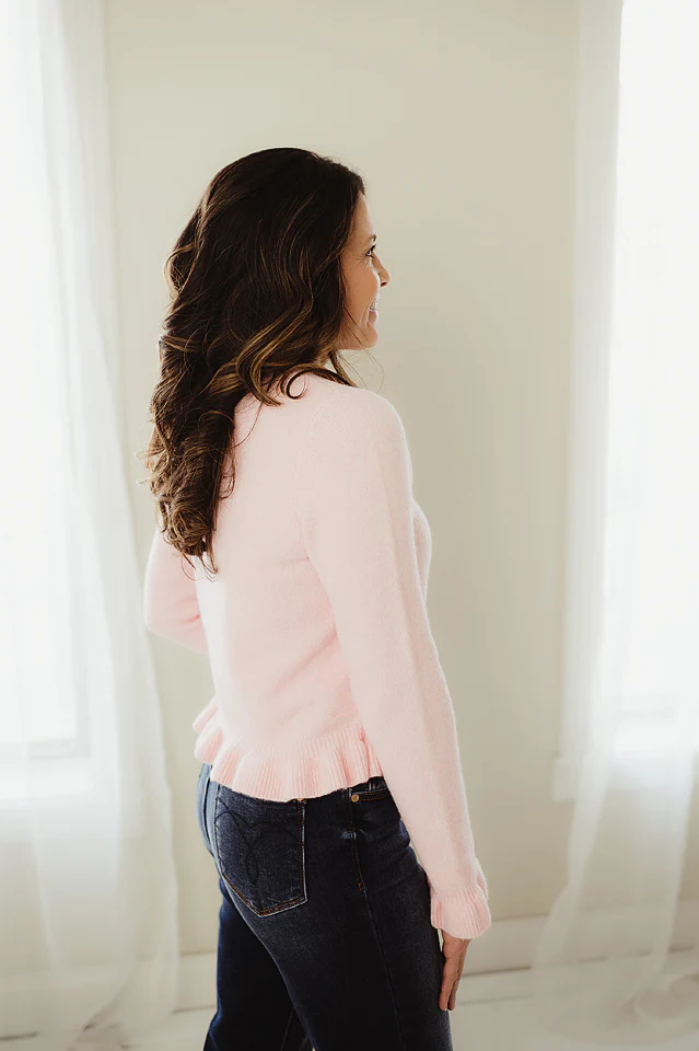 Pink Ruffle Wave Cardigan - Image 2