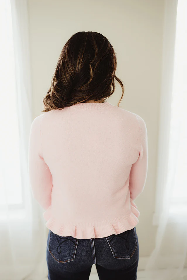 Pink Ruffle Wave Cardigan - Image 3