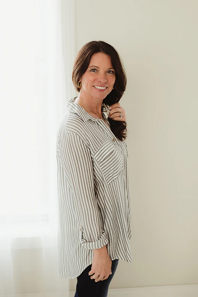 Black Lightweight Striped Button Down - Image 3