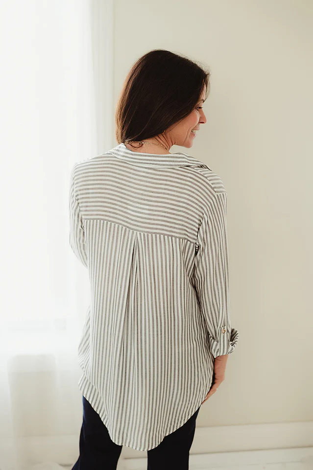Black Lightweight Striped Button Down - Image 4