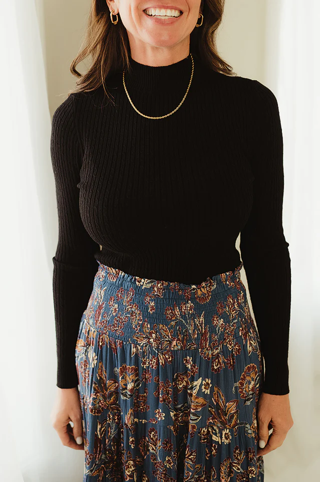 Mock Neck Rib Sweater - Image 2