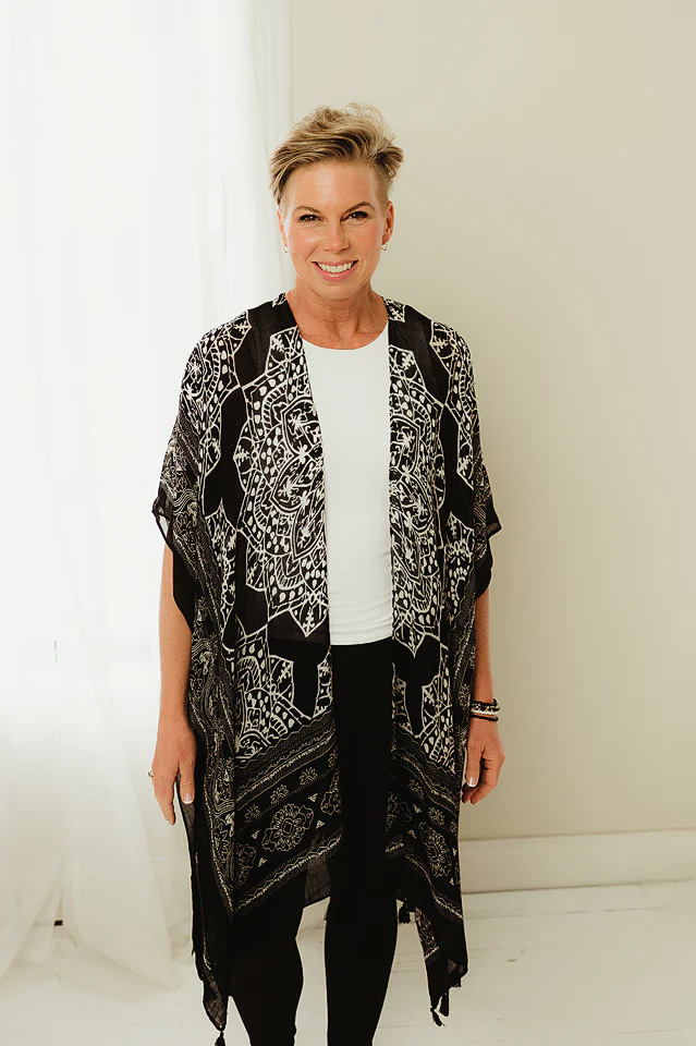 Black Free Spirit Boho Kimono - Image 2