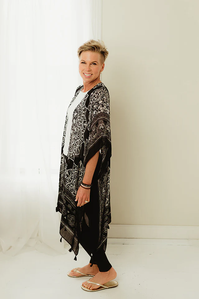 Black Free Spirit Boho Kimono - Image 3