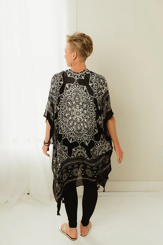 Black Free Spirit Boho Kimono - Image 4
