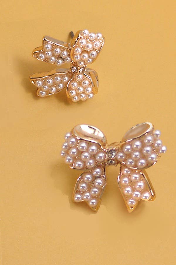 Pearl Bow Earrings - Image 2