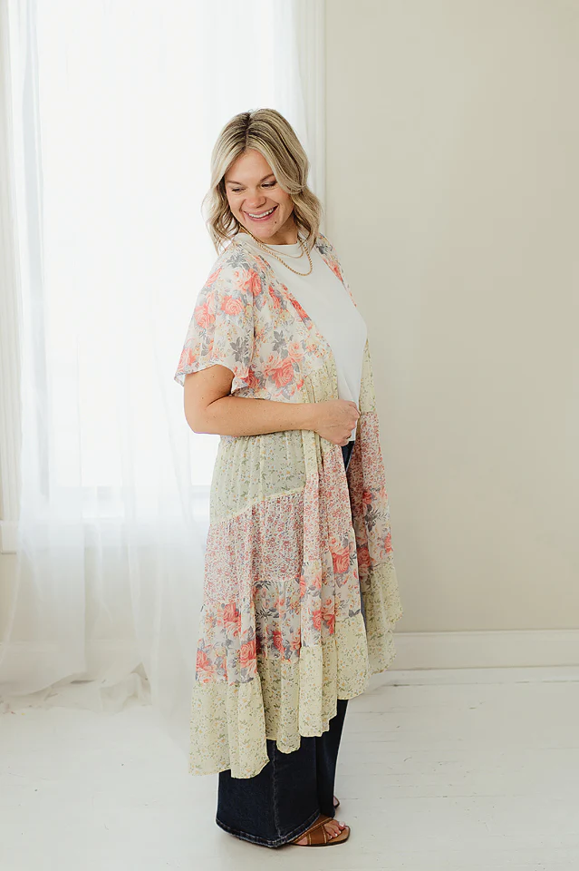 Mixed Floral Long Kimono - Image 2