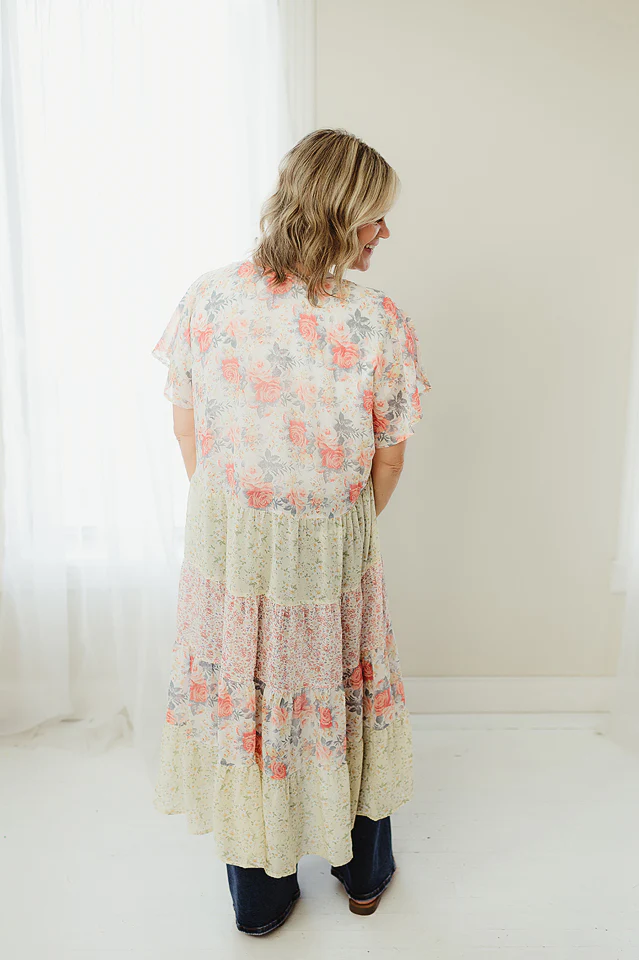 Mixed Floral Long Kimono - Image 3