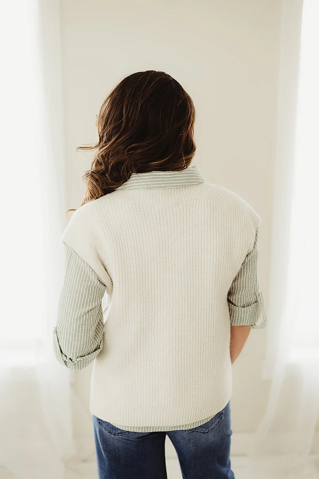 Sand Beige Chic Sweater Vest - Image 3