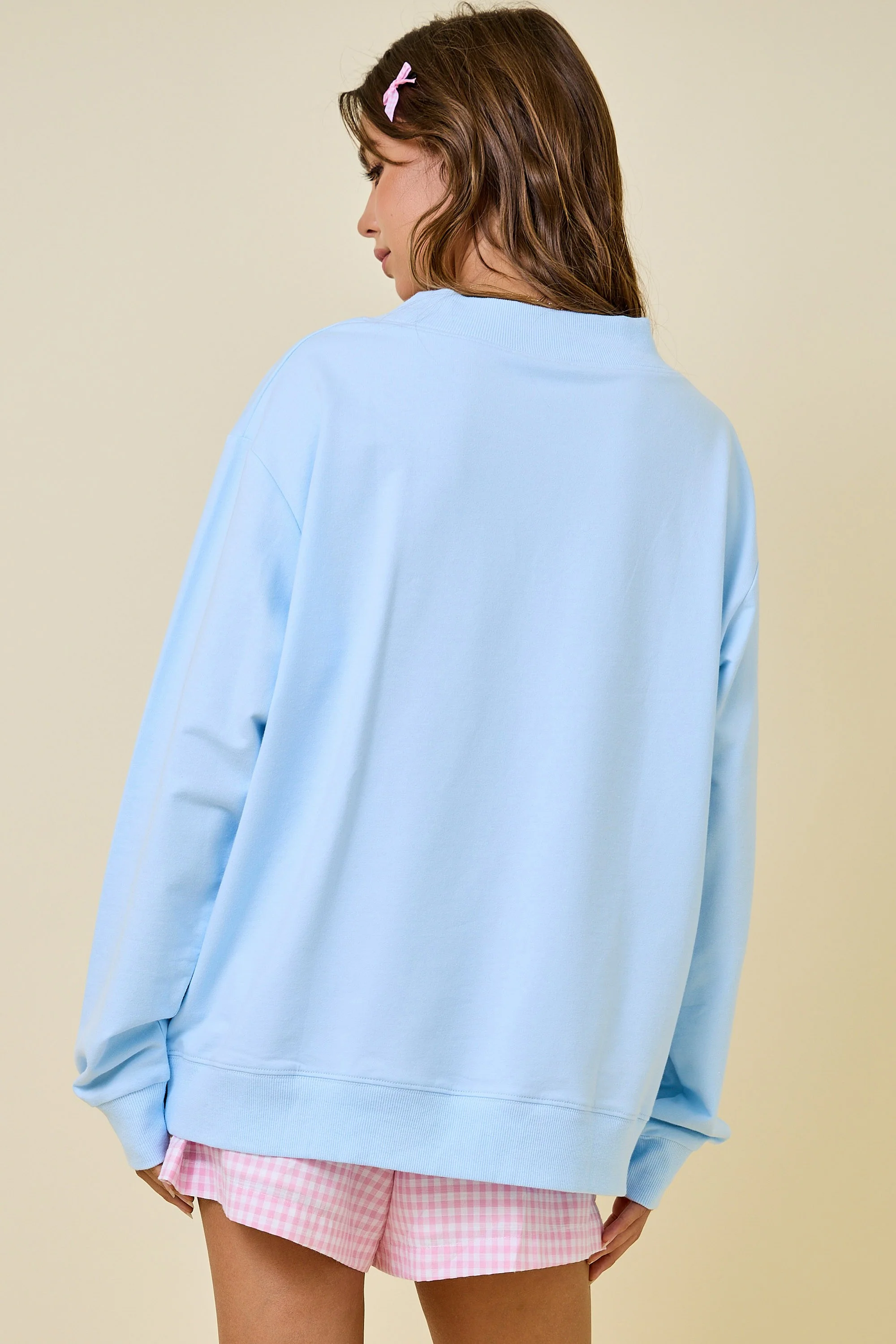 Blue XOXO Gingham Mock Neck - Image 6