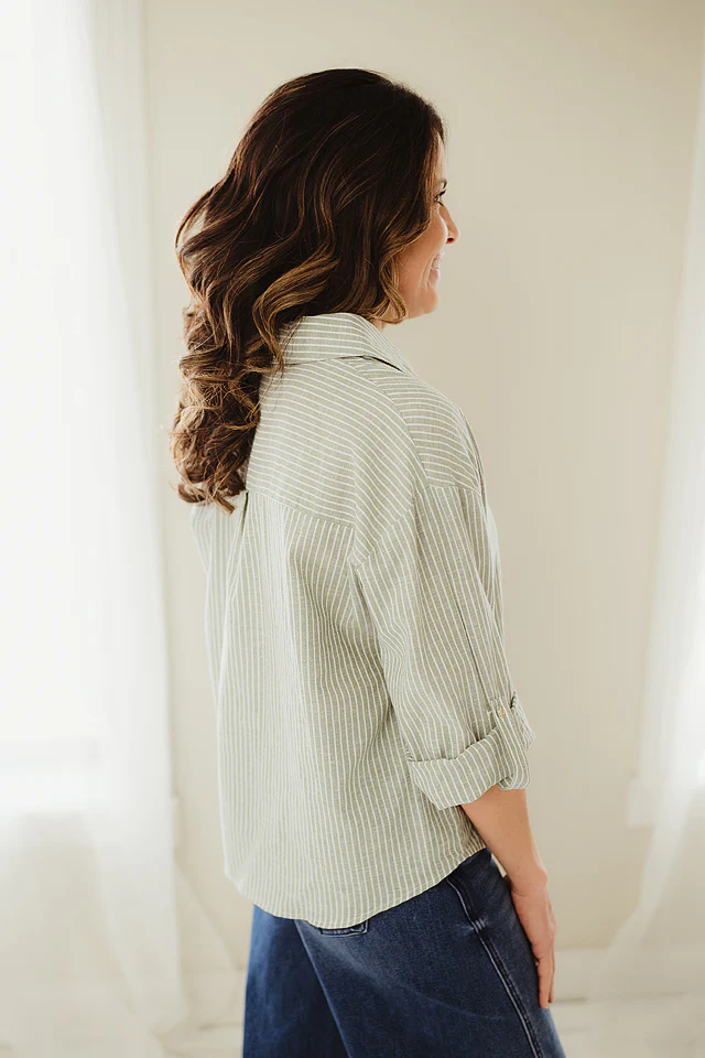 Olive Riviera Striped Shirt - Image 2