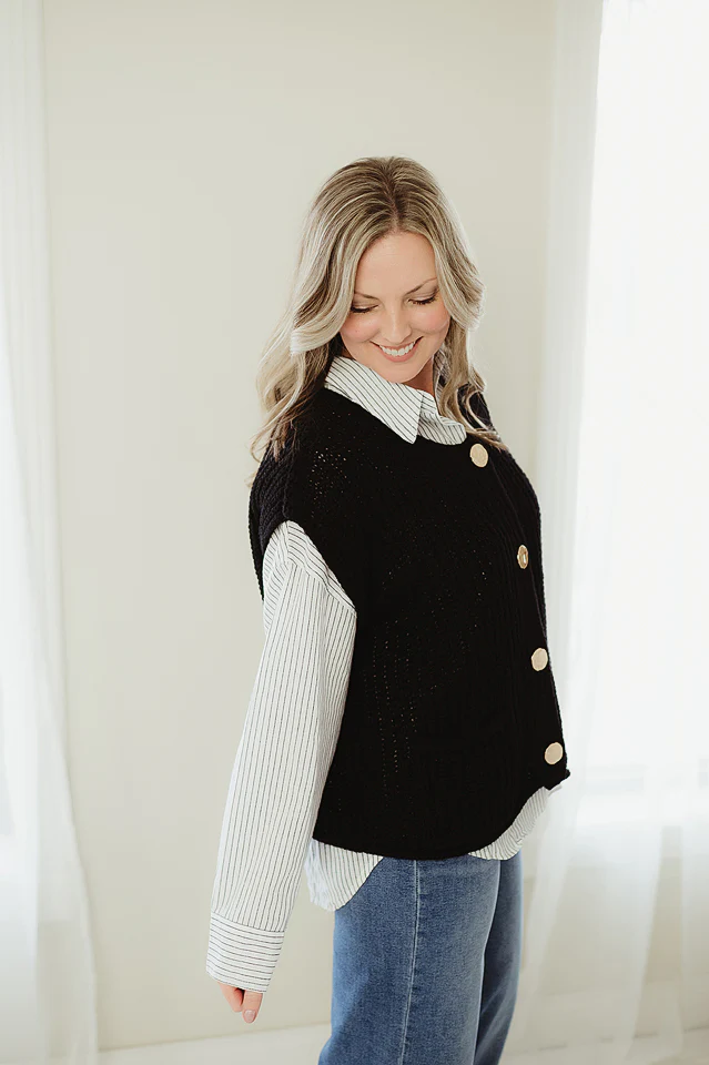 White Classic Buttoned Stripe Shirt - Image 5