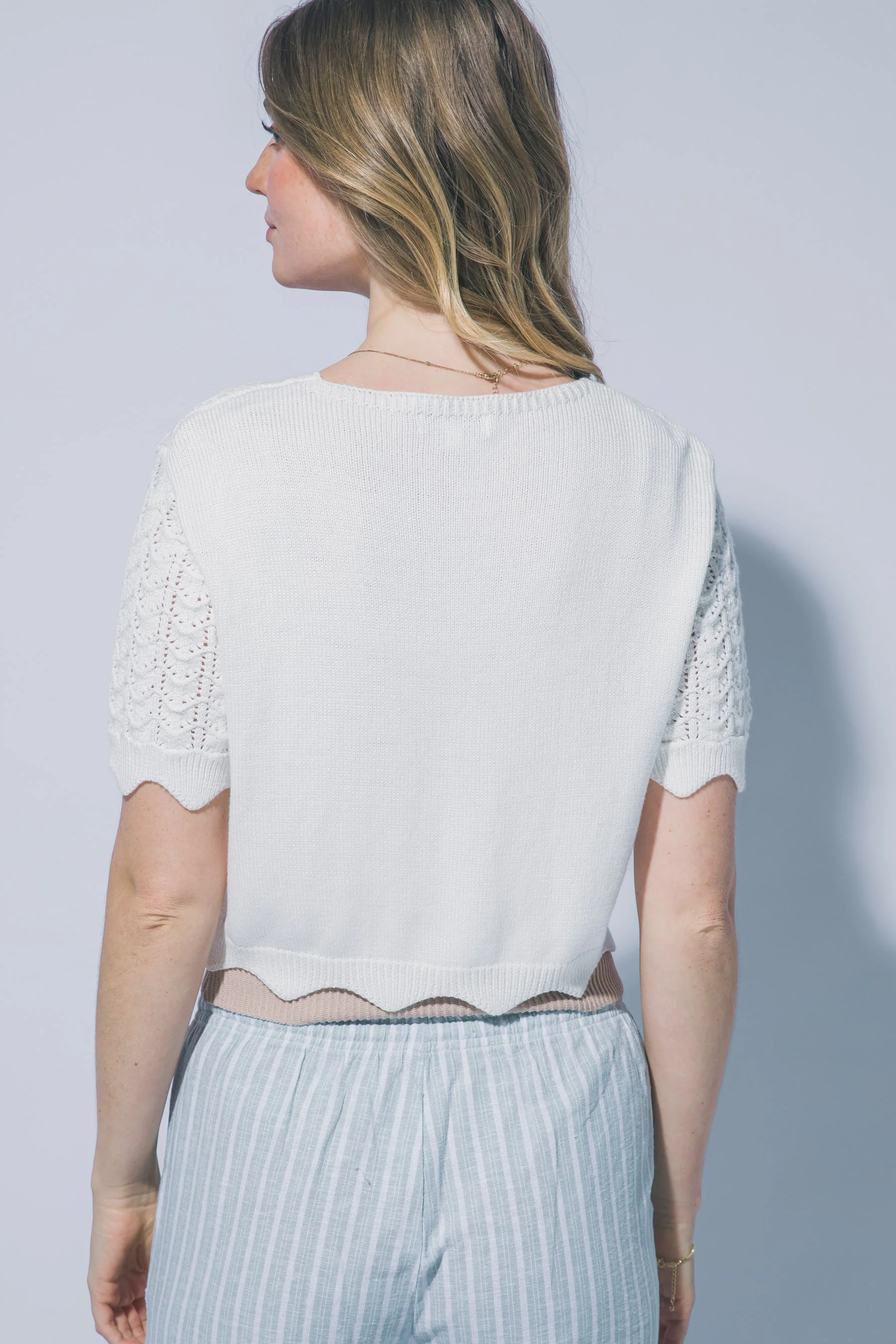 White Petal Crop Cardigan - Image 2