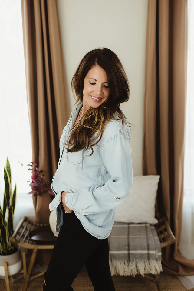 Oversized Denim Zip Hoodie - Image 5