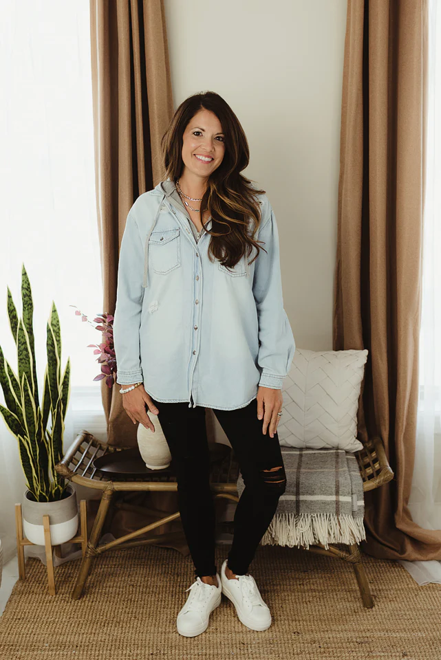 Oversized Denim Zip Hoodie - Image 6