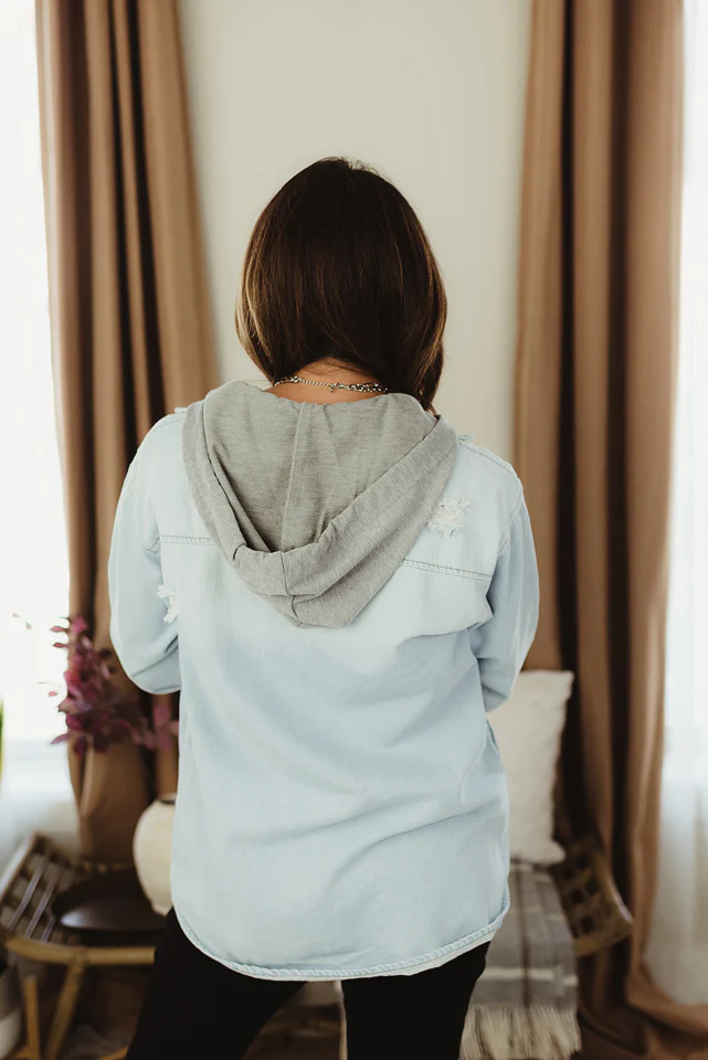 Oversized Denim Zip Hoodie - Image 8