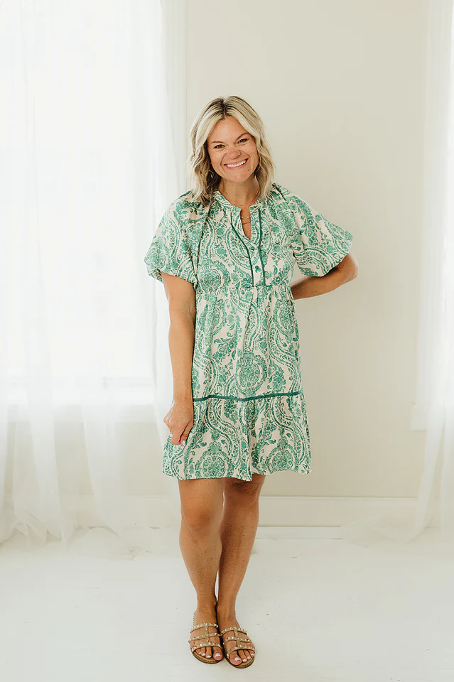 Paisley Button Dress - Image 2
