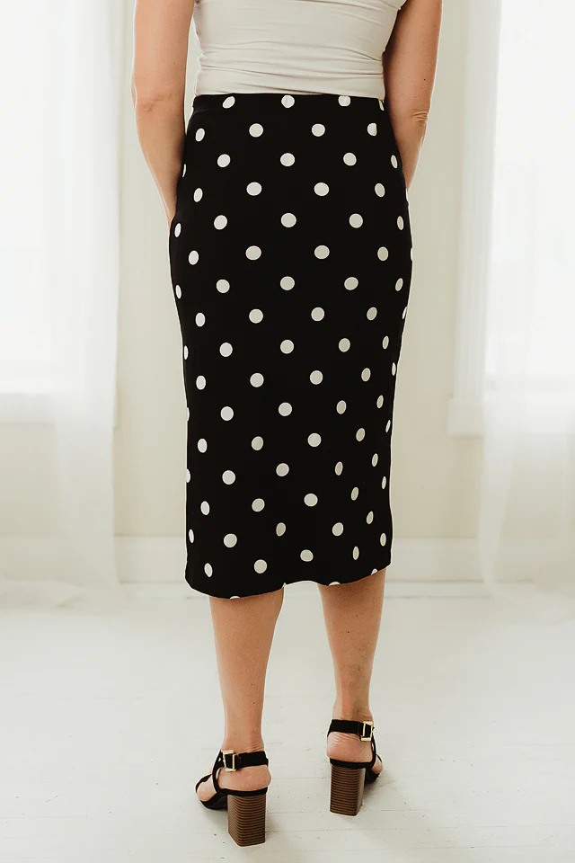 Black Paris Dot Midi Skirt - Image 3