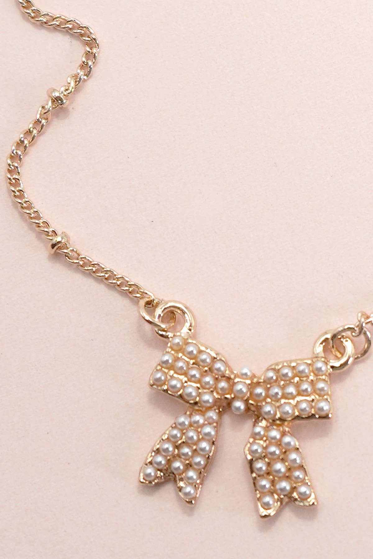 Pearl Bow Charm Necklace - Image 3