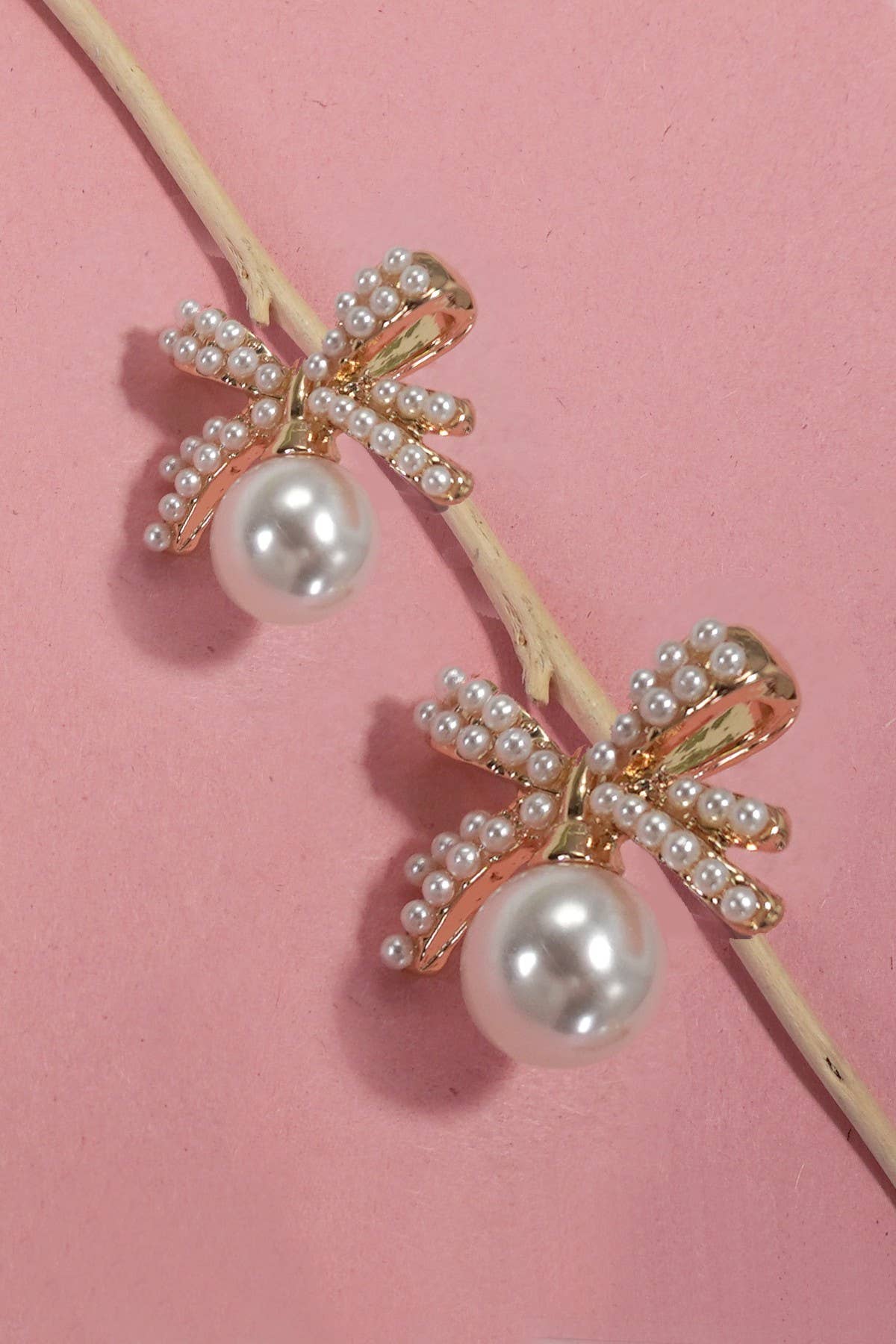 Pearl Bow Stud Dangles