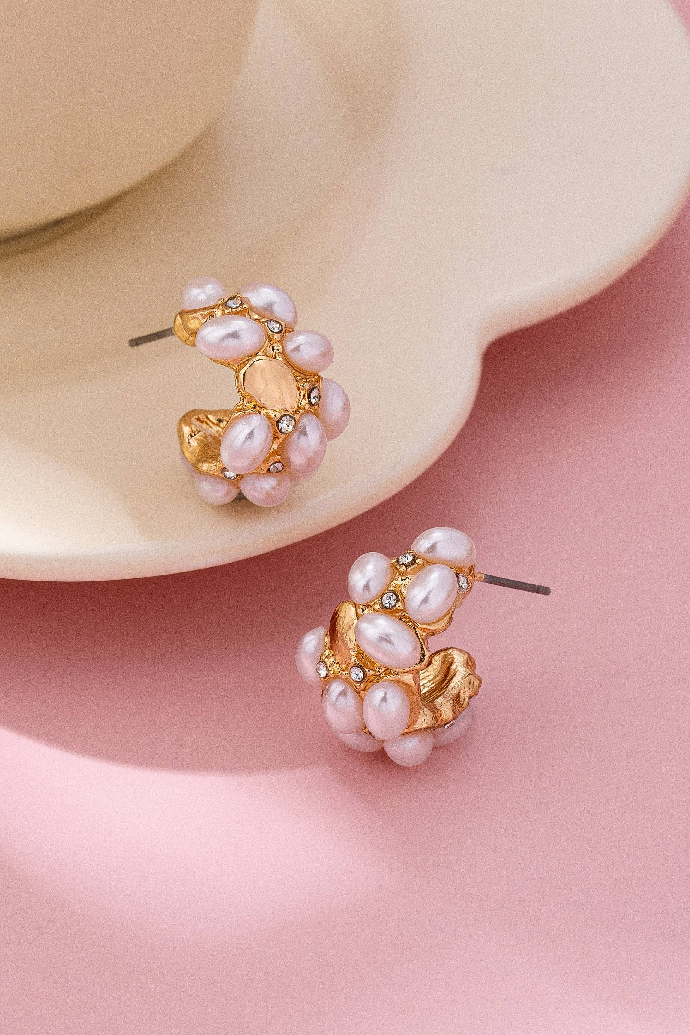 Pearl Cluster Half-Hoops - Image 4