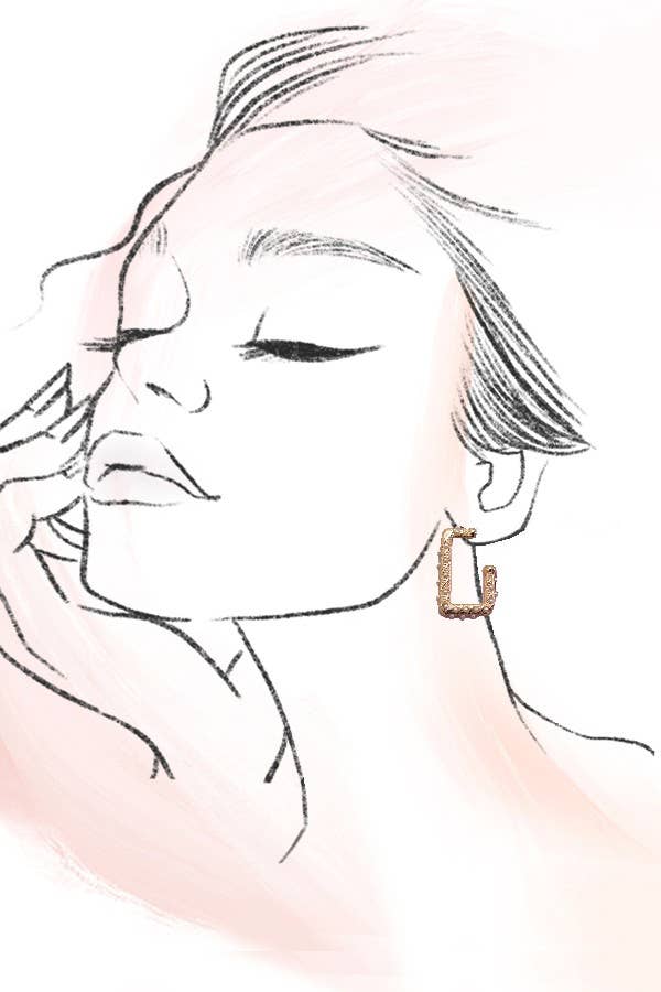 Pearl Gold Rectangular Hoops - Image 3