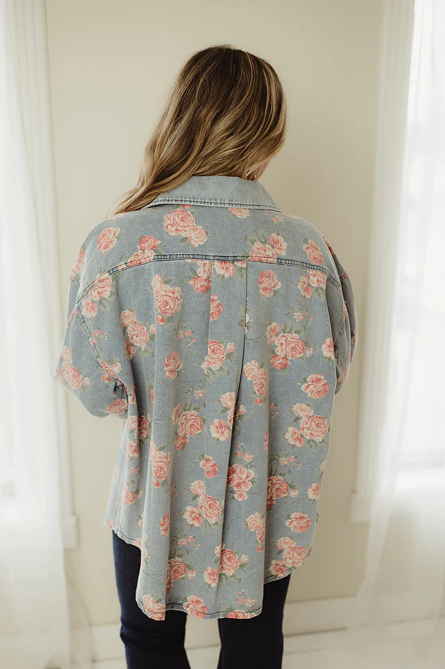 Petal Washed Denim Shacket - Image 3