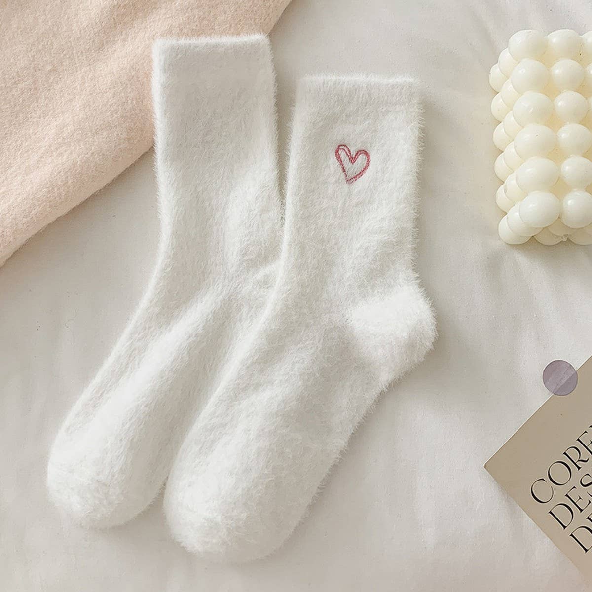 Pink Heart Fluffy Socks - Image 2