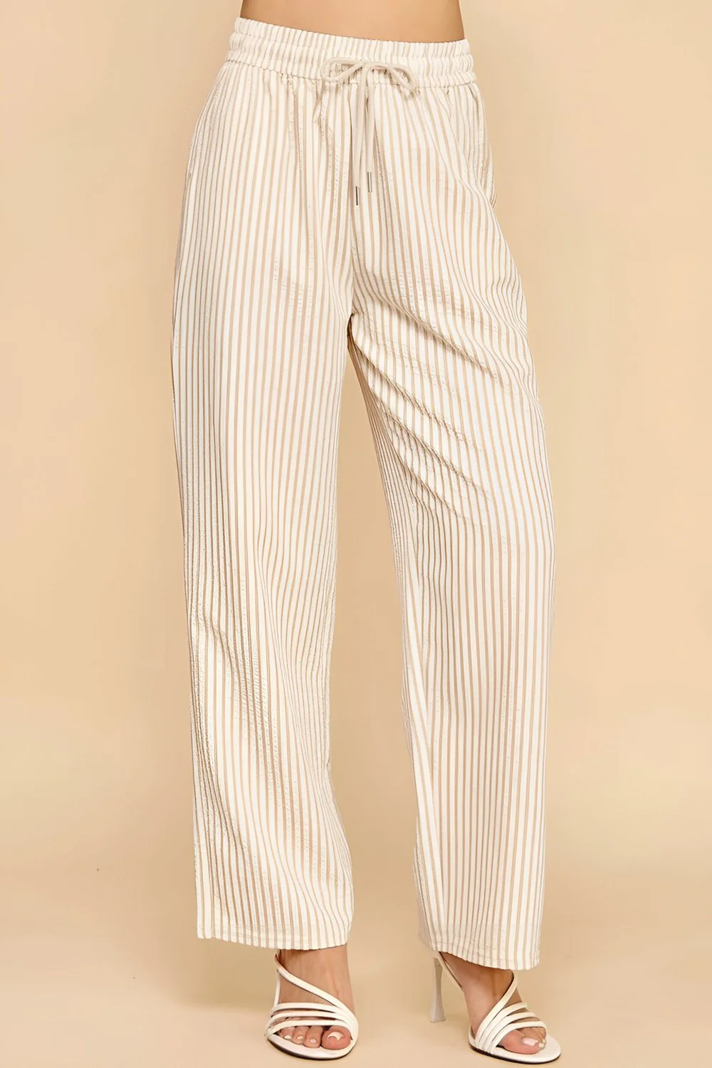 Khaki Stripe Straight Leg Pants - Image 2