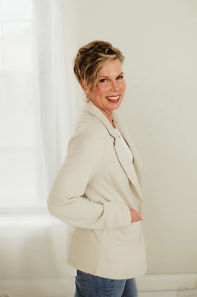 Light Tan Tailored Ponte Blazer - Image 3