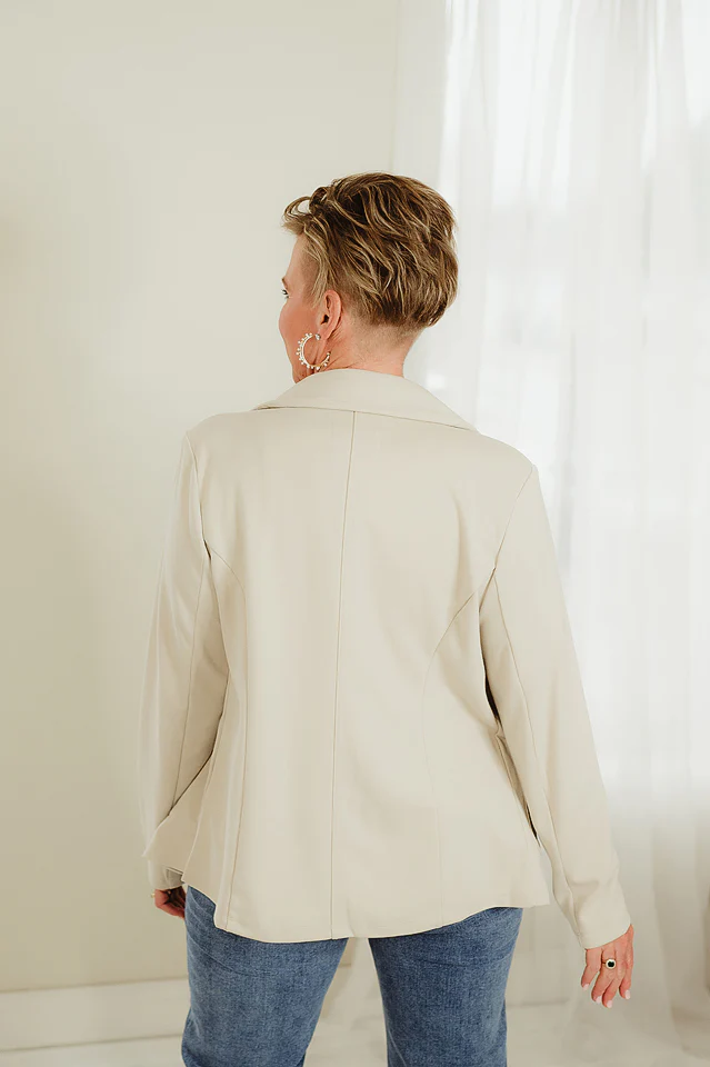 Light Tan Tailored Ponte Blazer - Image 4