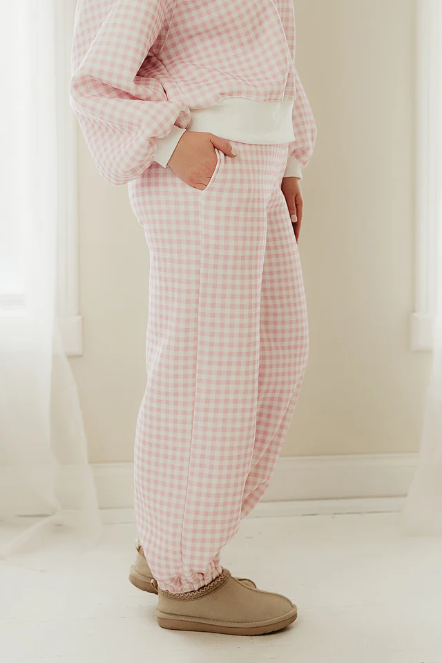 Gingham Drawstring Joggers - Image 2